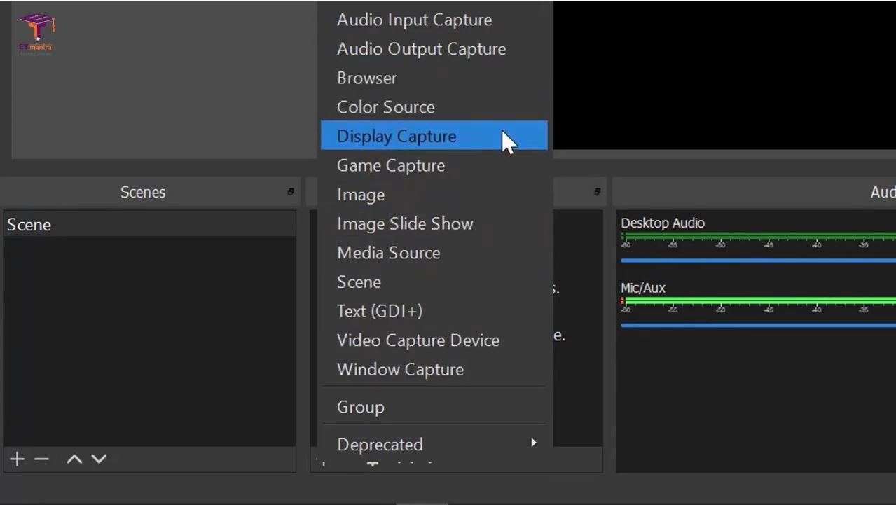 add computer screen in OBS